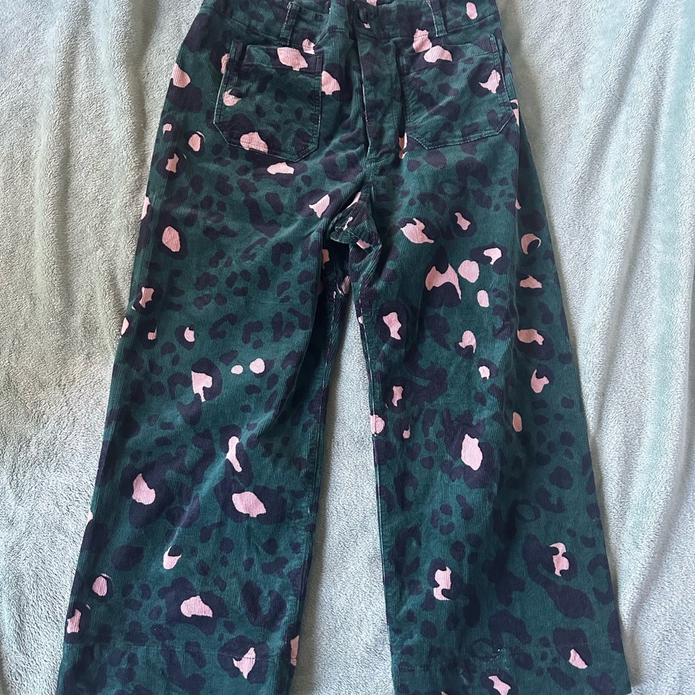 Maeve Green and Pink Patterned Pants